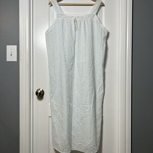 Carriage Court Vintage Sheer Floral Stripe Lace Trim Bow Nightgown Nap Dress